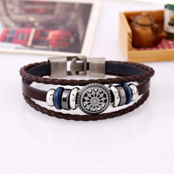 2018 New High Quality Fashion Braided Mens Leather Bracelet Jewelry Men PU Leather Bracelet for Men